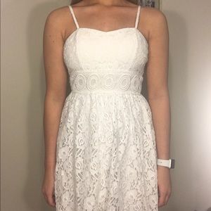 white floral detail dress